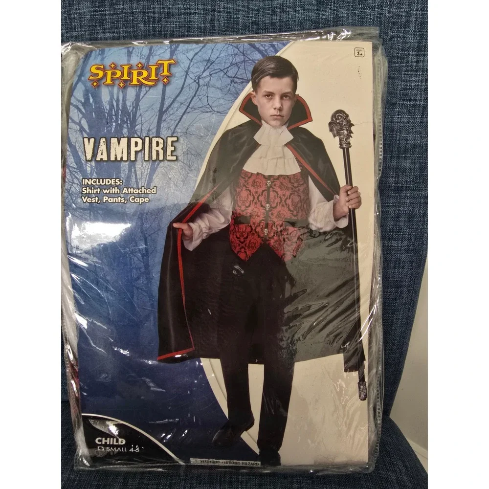 Spirit Halloween Vampire Costume Kids Small 4-6 Red Black Gothic Dracula Outfit